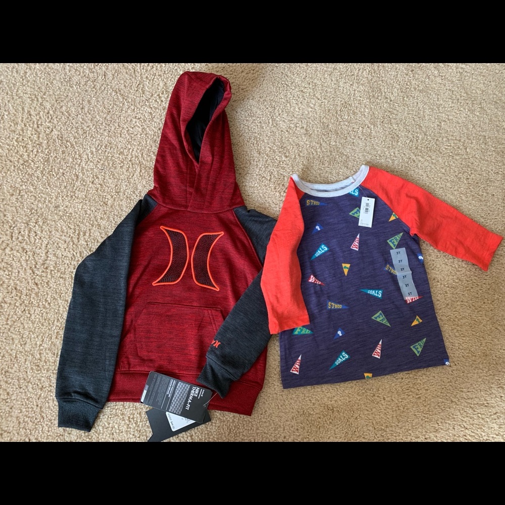 Bundle of Hurley hoodie and old navy shirt size 3